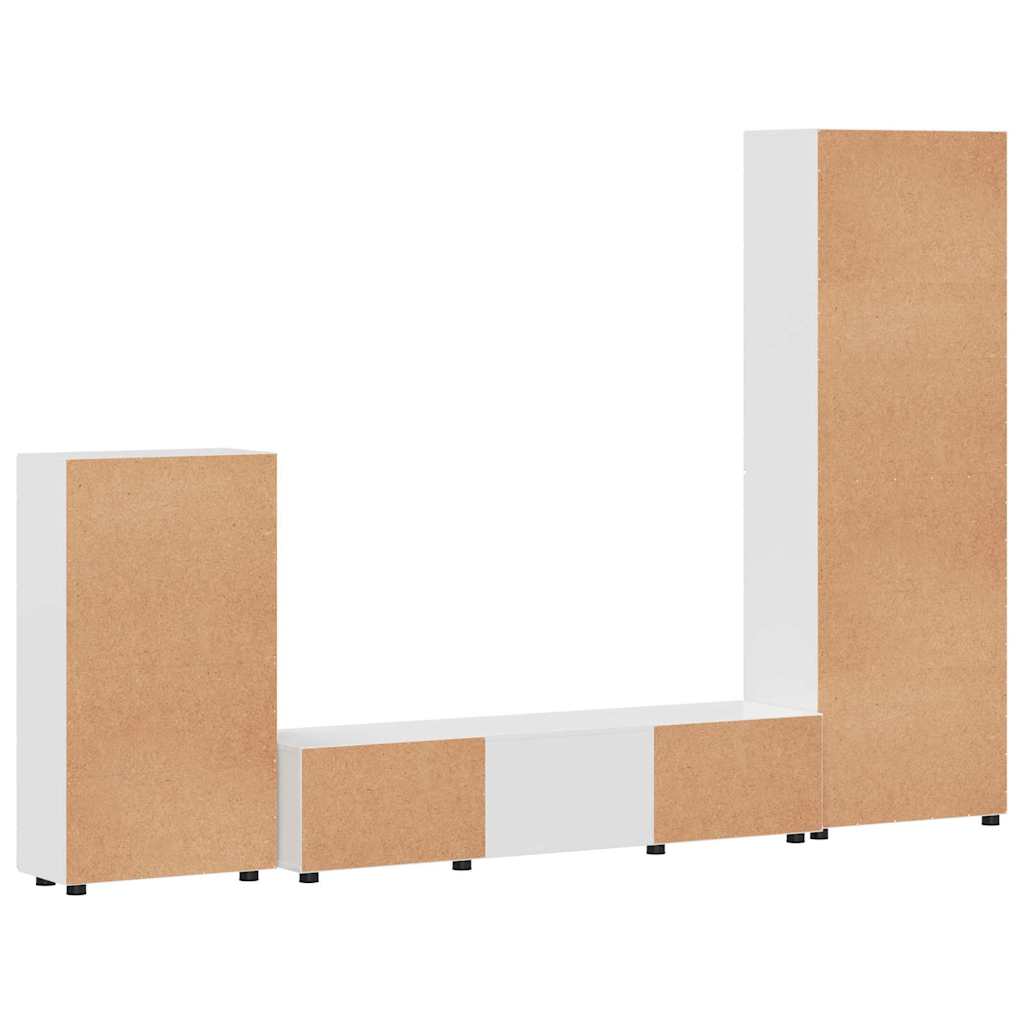 TV szekrény garnitúra FLORIN 3 pcs Magas Fényű Fehér Faanyag