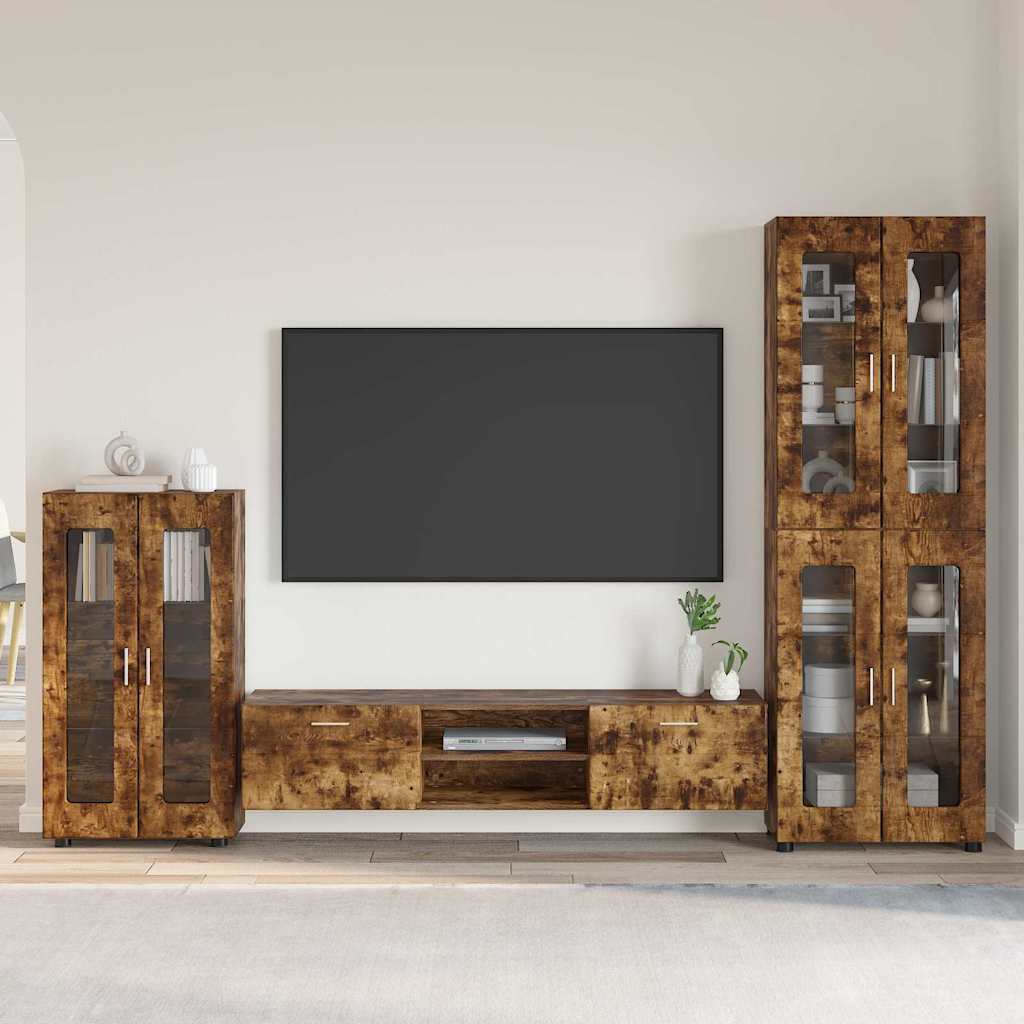 TV szekrény garnitúra FLORIN 3 pcs Füstölt tölgy Szerelt Fa