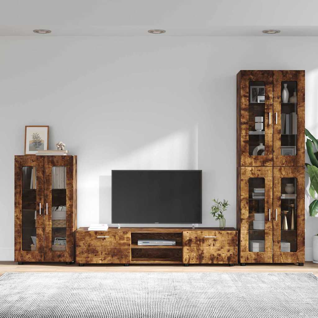 TV szekrény garnitúra FLORIN 3 pcs Füstölt tölgy Szerelt Fa
