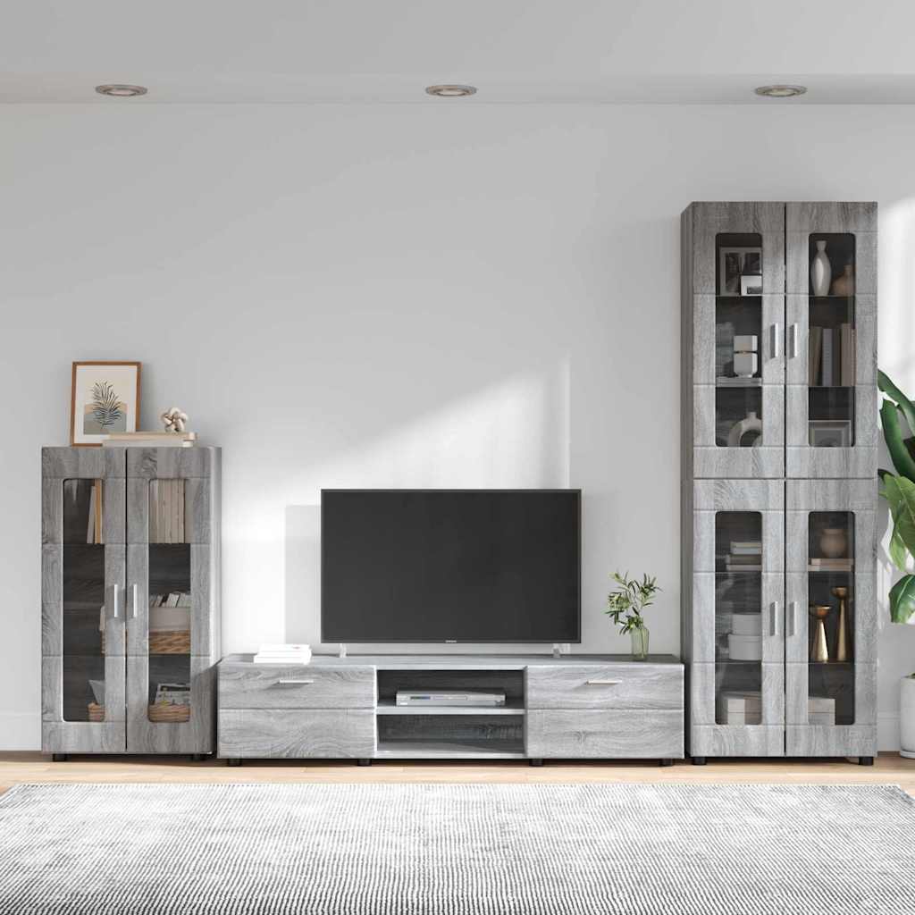 TV szekrény garnitúra FLORIN 3 pcs Szürke Sonoma Faanyag