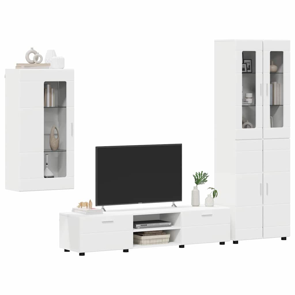 TV szekrény garnitúra FLORIN 3 pcs Fehér Szerelt Fa