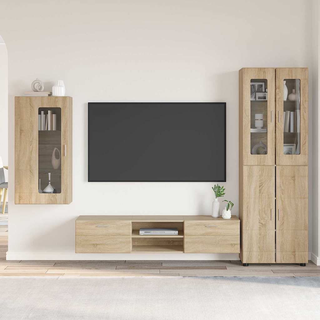 TV szekrény garnitúra FLORIN 3 pcs Sonoma tölgy Szerelt Fa