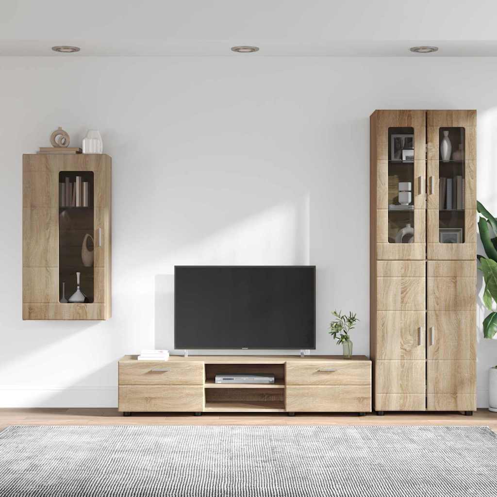 TV szekrény garnitúra FLORIN 3 pcs Sonoma tölgy Szerelt Fa