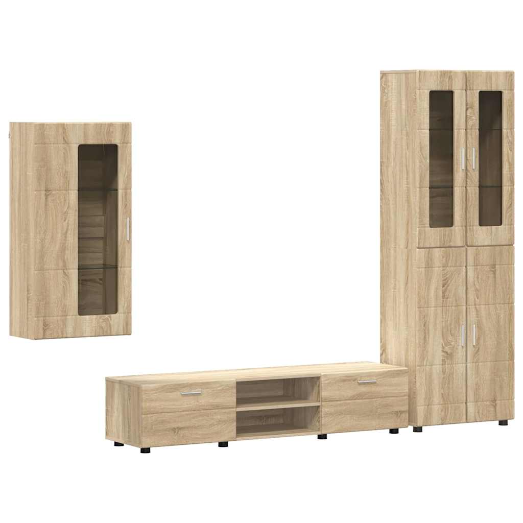 TV szekrény garnitúra FLORIN 3 pcs Sonoma tölgy Szerelt Fa