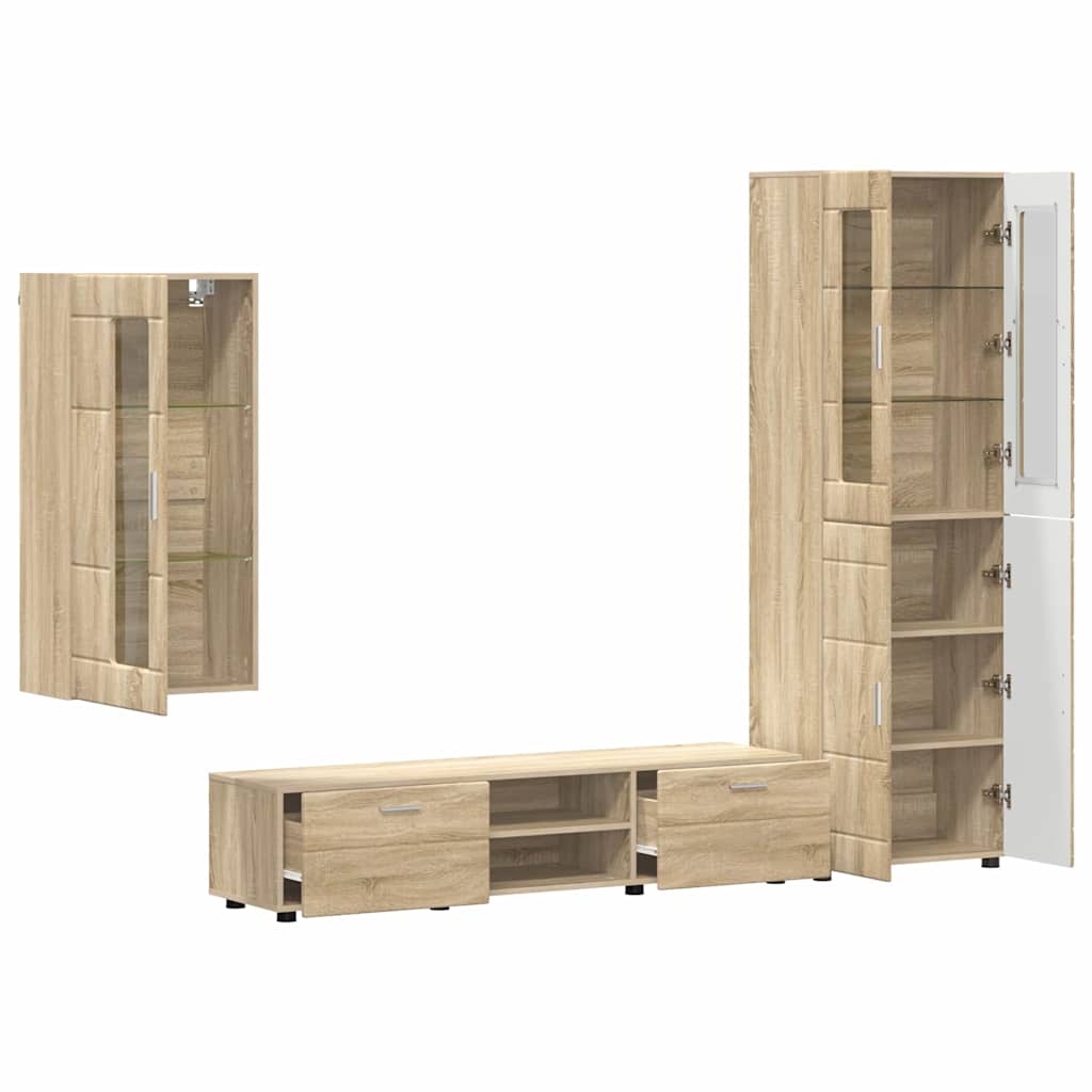 TV szekrény garnitúra FLORIN 3 pcs Sonoma tölgy Szerelt Fa