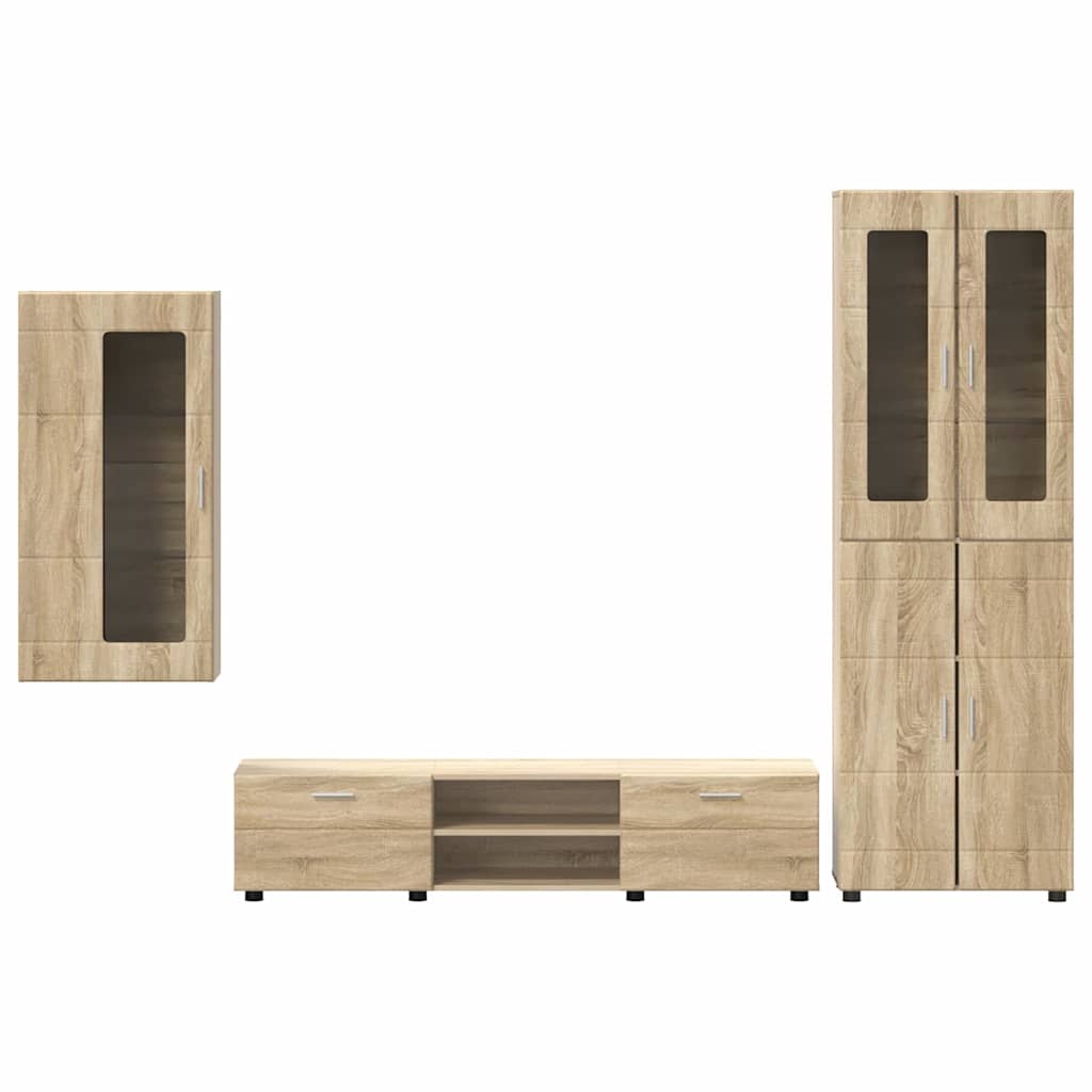 TV szekrény garnitúra FLORIN 3 pcs Sonoma tölgy Szerelt Fa