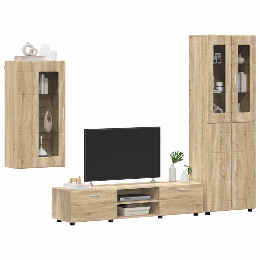 TV szekrény garnitúra FLORIN 3 pcs Sonoma tölgy Szerelt Fa