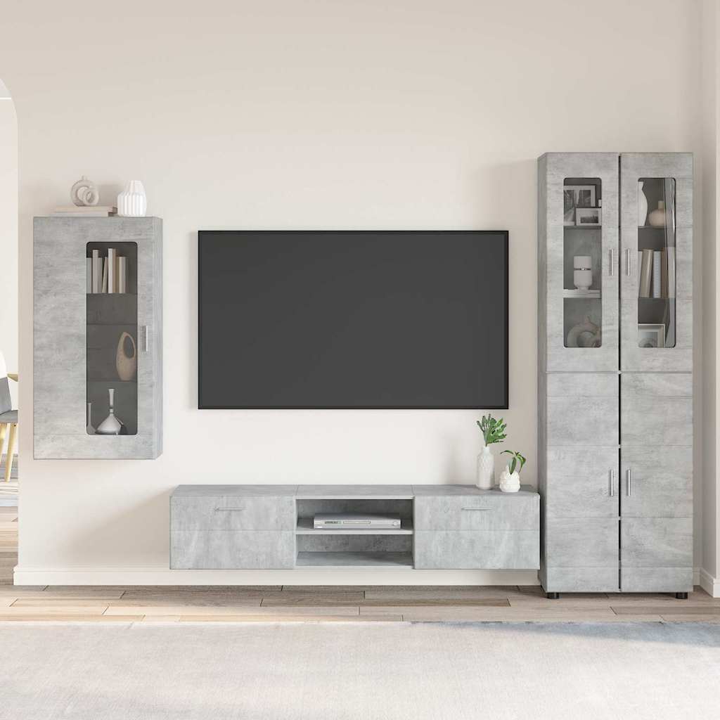TV szekrény garnitúra fiókkal FLORIN 3 pcs Beton Szürke Faanyag