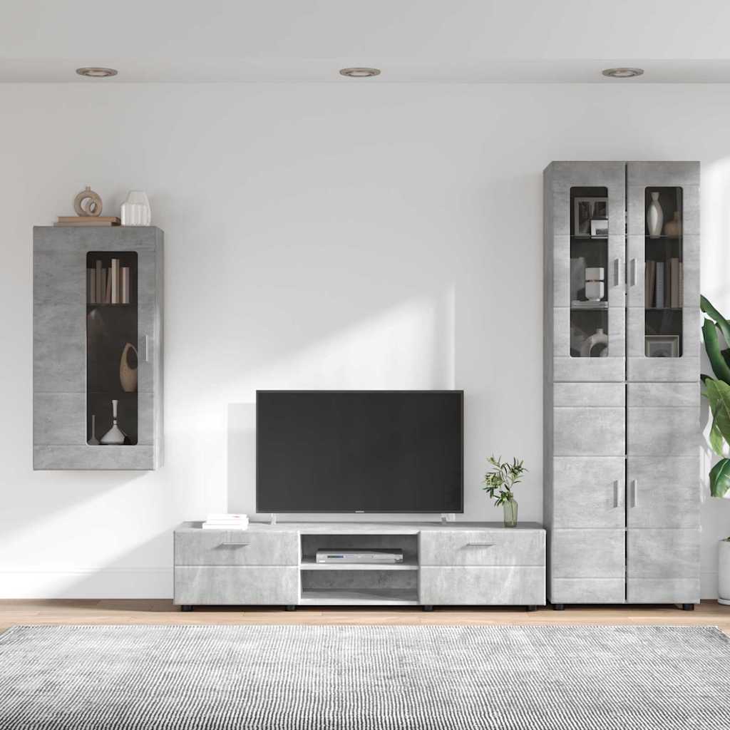 TV szekrény garnitúra fiókkal FLORIN 3 pcs Beton Szürke Faanyag
