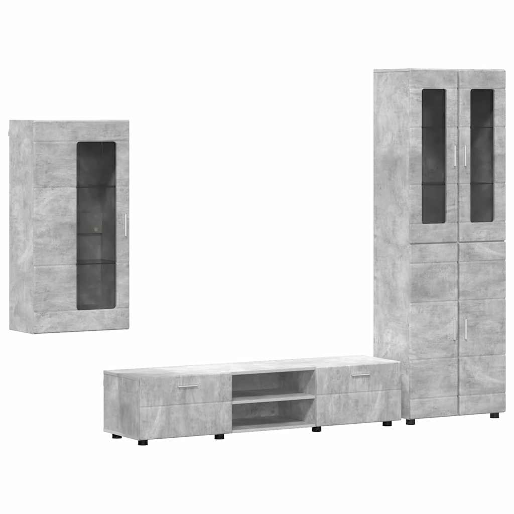 TV szekrény garnitúra fiókkal FLORIN 3 pcs Beton Szürke Faanyag