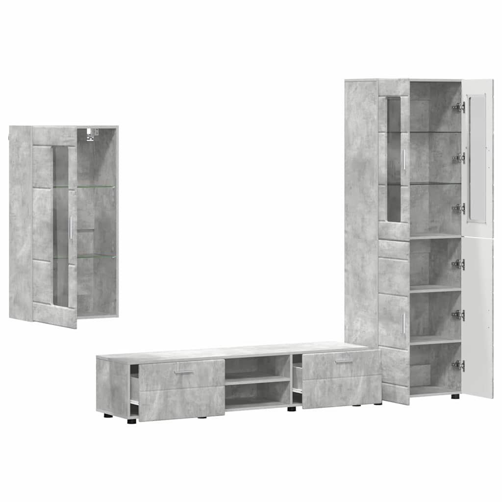 TV szekrény garnitúra fiókkal FLORIN 3 pcs Beton Szürke Faanyag