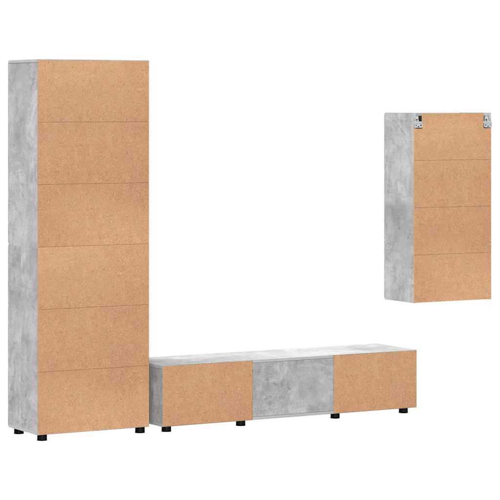 TV szekrény garnitúra fiókkal FLORIN 3 pcs Beton Szürke Faanyag