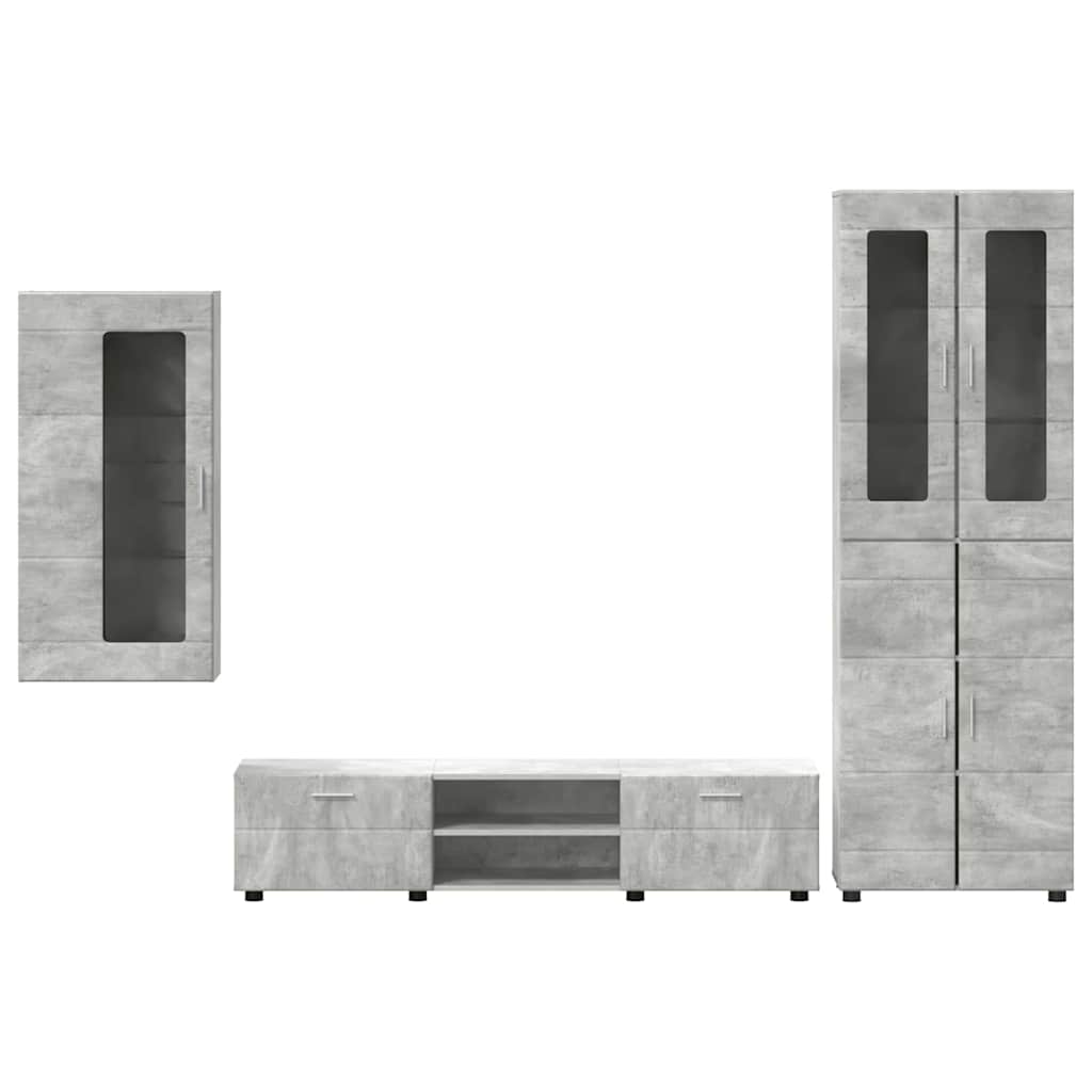 TV szekrény garnitúra fiókkal FLORIN 3 pcs Beton Szürke Faanyag
