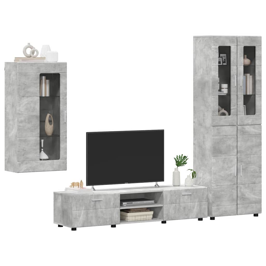TV szekrény garnitúra fiókkal FLORIN 3 pcs Beton Szürke Faanyag