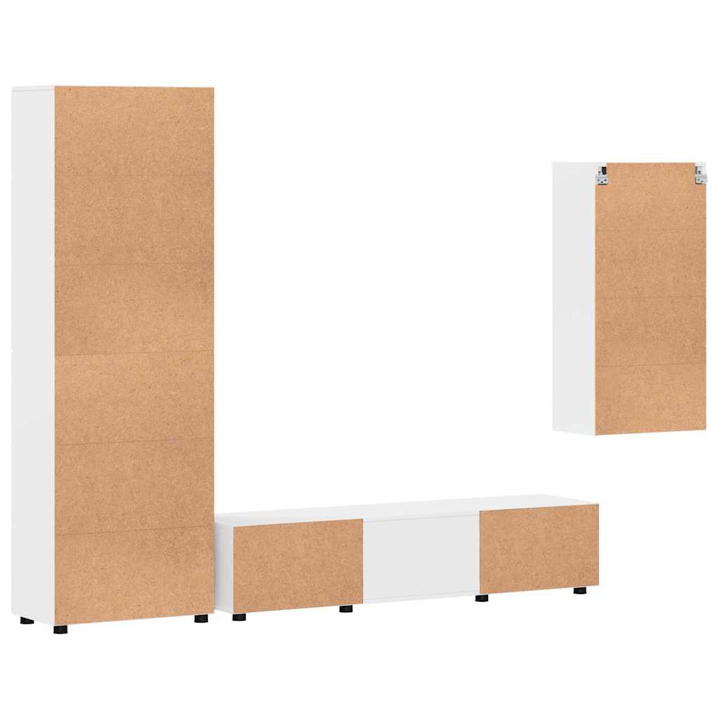 TV szekrény garnitúra FLORIN 3 pcs Magas Fényű Fehér Szerelt Fa