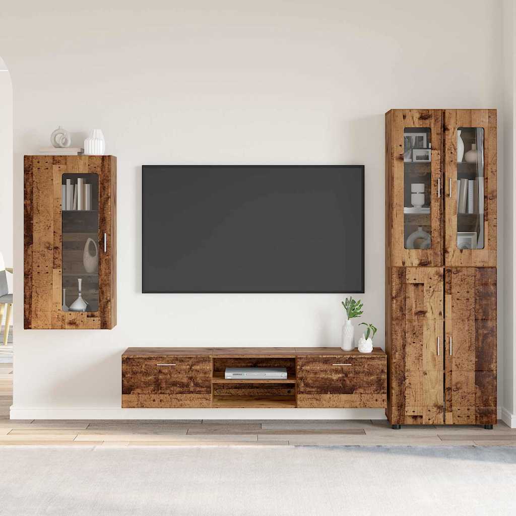 TV szekrény garnitúra FLORIN 3 pcs Öreg fa Szerelt Fa