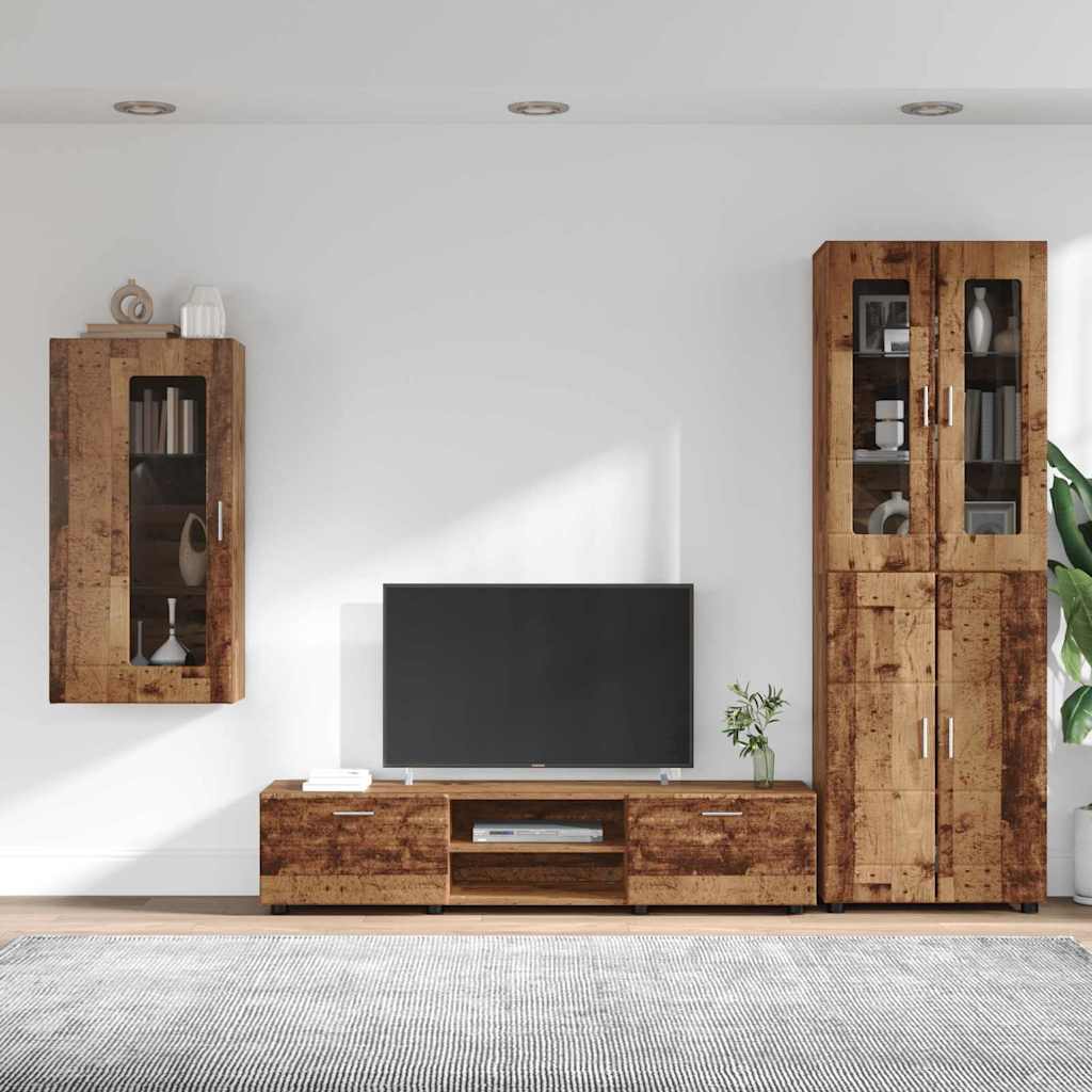 TV szekrény garnitúra FLORIN 3 pcs Öreg fa Szerelt Fa