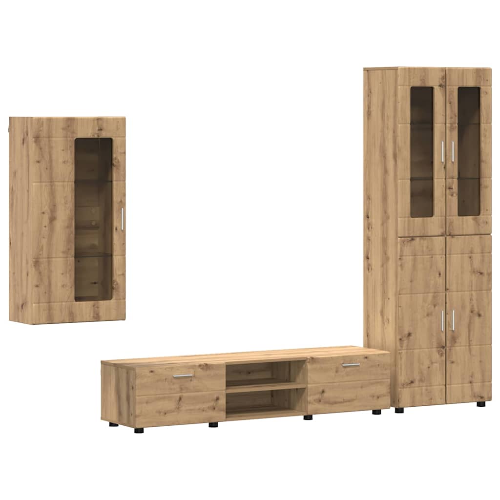 TV szekrény garnitúra FLORIN 3 pcs Artisan tölgy Szerelt Fa