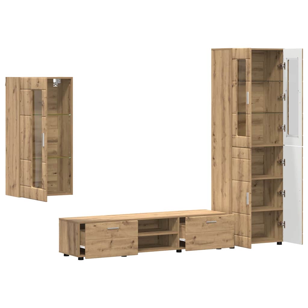 TV szekrény garnitúra FLORIN 3 pcs Artisan tölgy Szerelt Fa