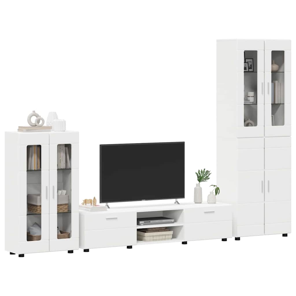 TV szekrény garnitúra FLORIN 3 pcs Fehér Szerelt Fa