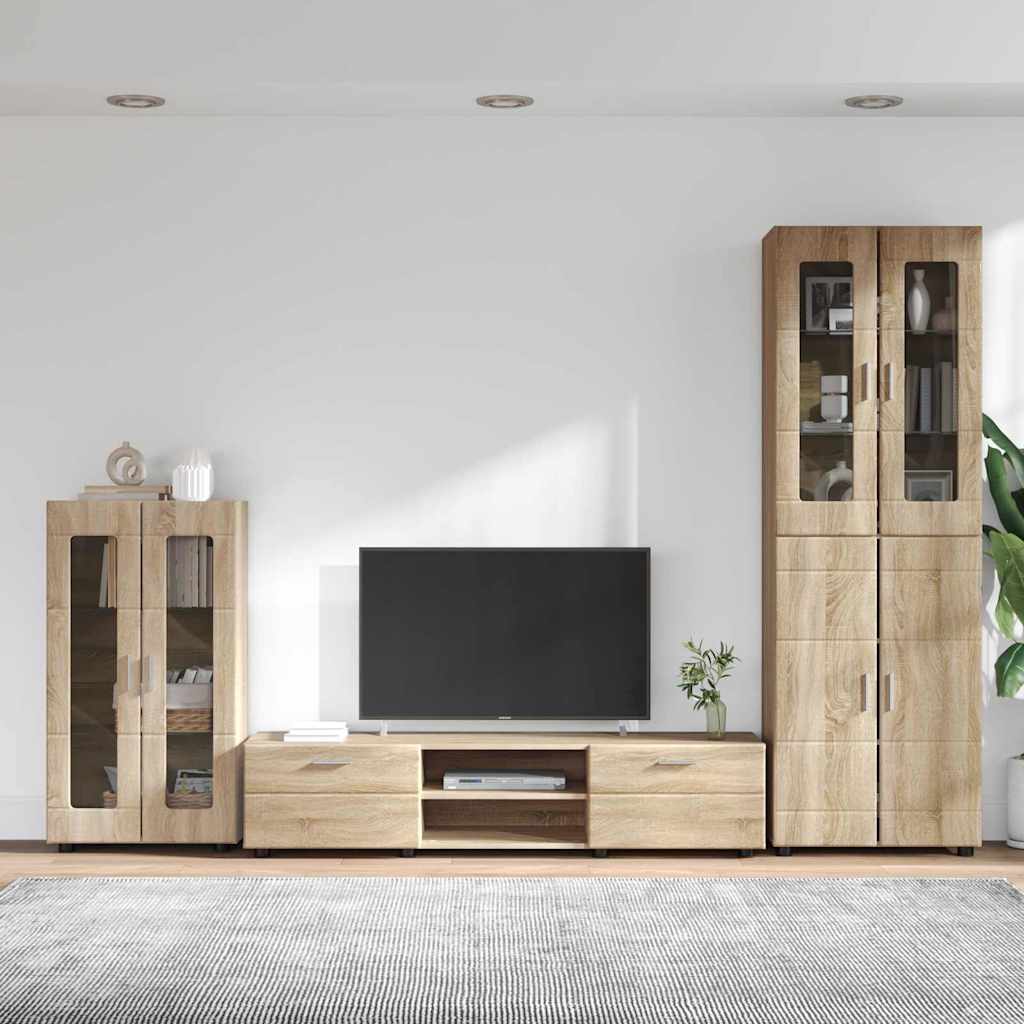 TV szekrény garnitúra fiókkal FLORIN 3 pcs Sonoma tölgy Faanyag