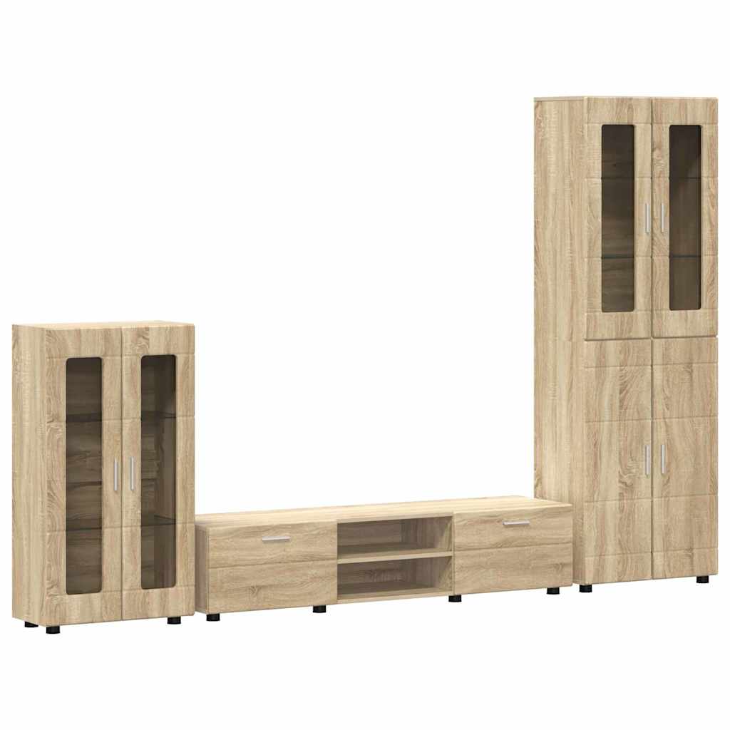 TV szekrény garnitúra fiókkal FLORIN 3 pcs Sonoma tölgy Faanyag