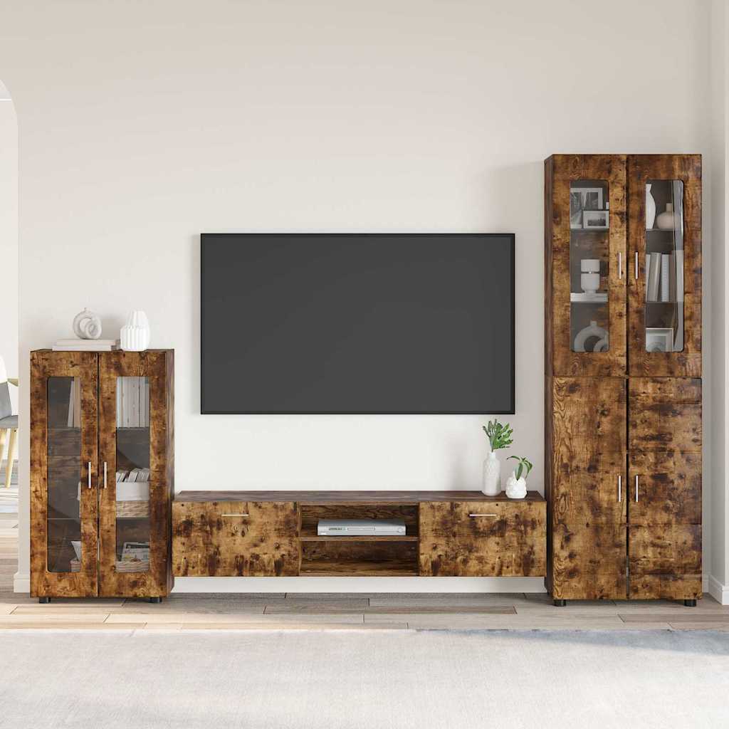 TV szekrény garnitúra FLORIN 3 pcs Füstölt tölgy Szerelt Fa