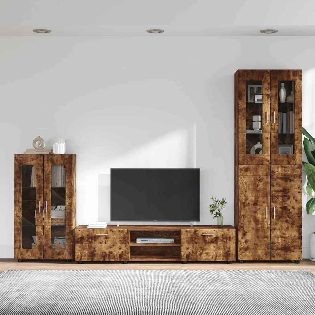 TV szekrény garnitúra FLORIN 3 pcs Füstölt tölgy Szerelt Fa