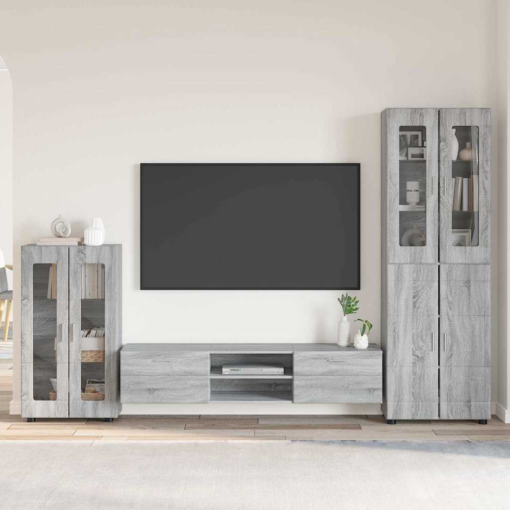TV szekrény garnitúra FLORIN 3 pcs Szürke Sonoma Szerelt Fa