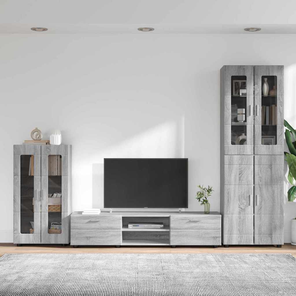 TV szekrény garnitúra FLORIN 3 pcs Szürke Sonoma Szerelt Fa