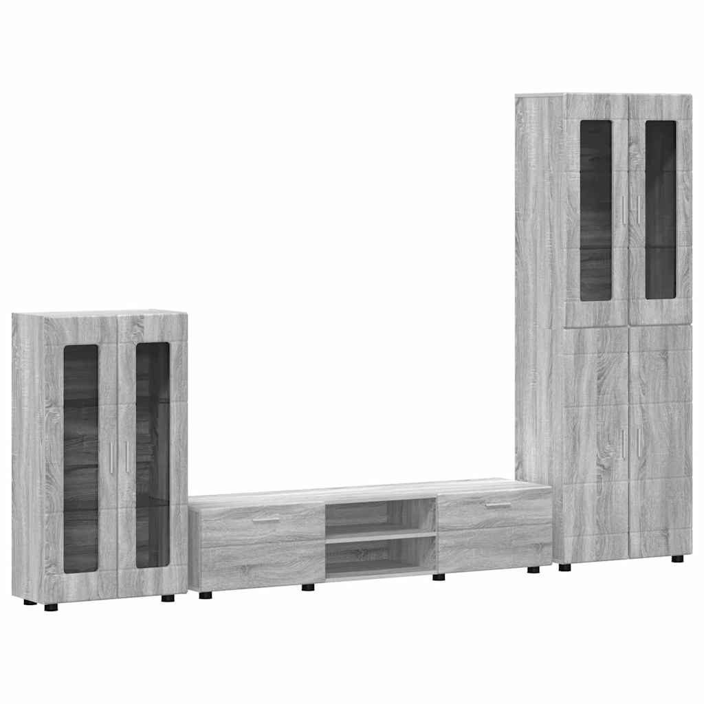TV szekrény garnitúra FLORIN 3 pcs Szürke Sonoma Szerelt Fa