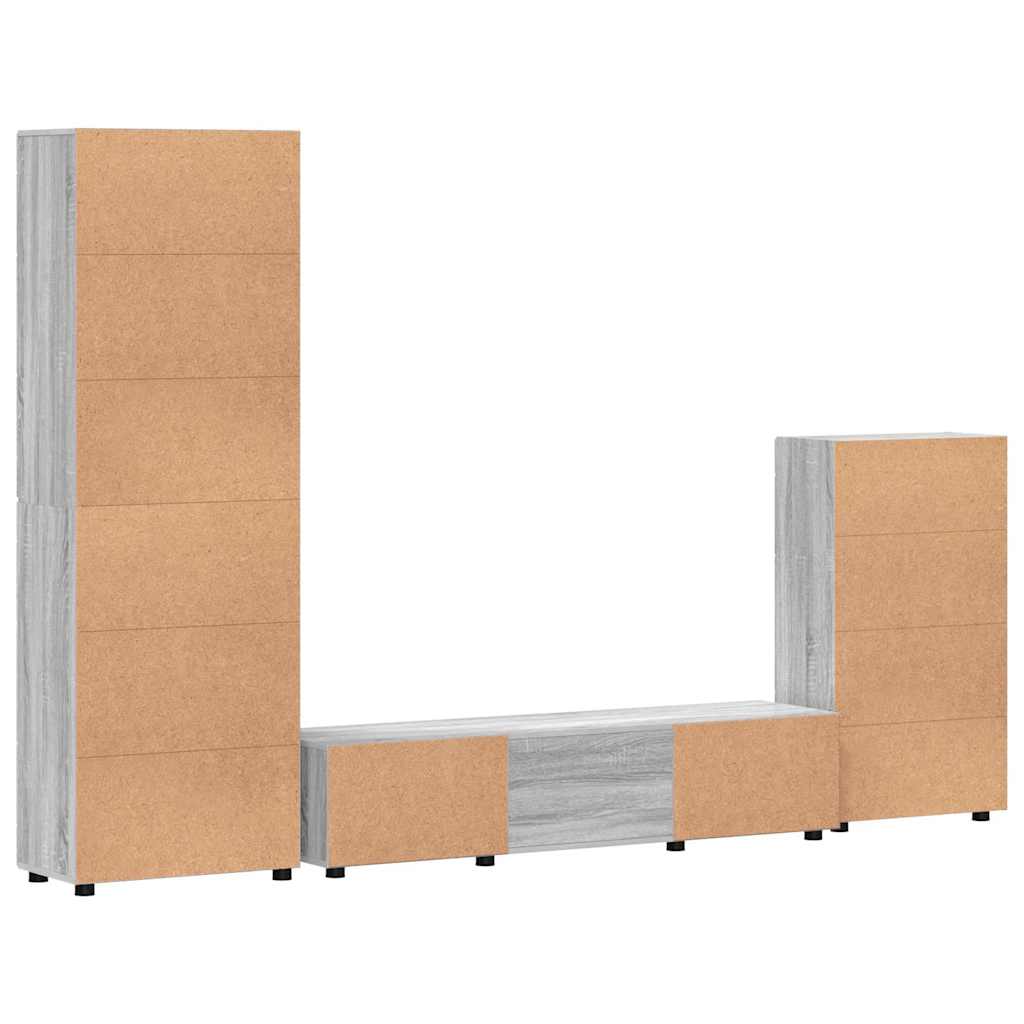 TV szekrény garnitúra FLORIN 3 pcs Szürke Sonoma Szerelt Fa