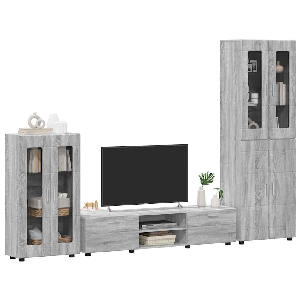 TV szekrény garnitúra FLORIN 3 pcs Szürke Sonoma Szerelt Fa