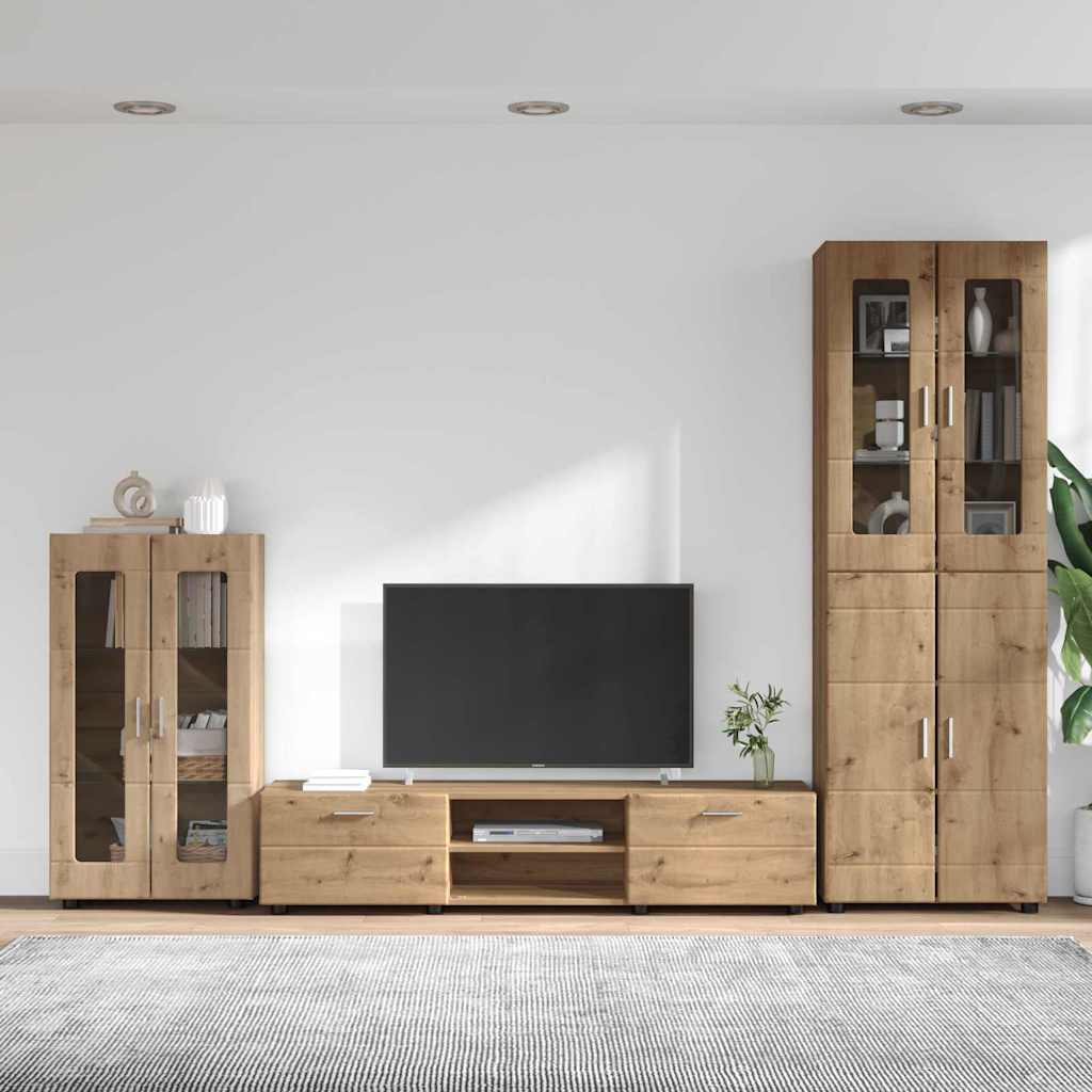 TV szekrény garnitúra FLORIN 3 pcs Artisan tölgy Szerelt Fa