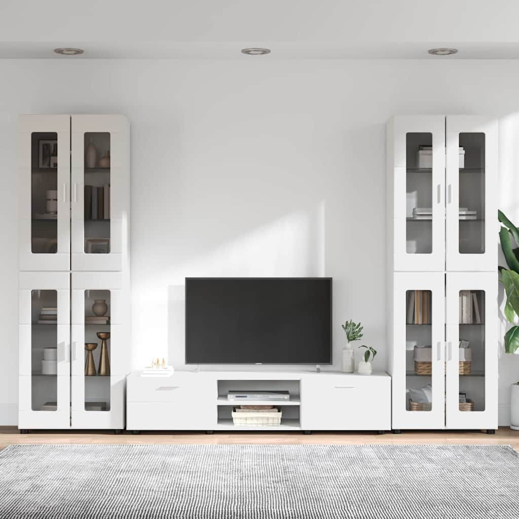 TV szekrény garnitúra fiókkal FLORIN 3 pcs Fehér Faanyag