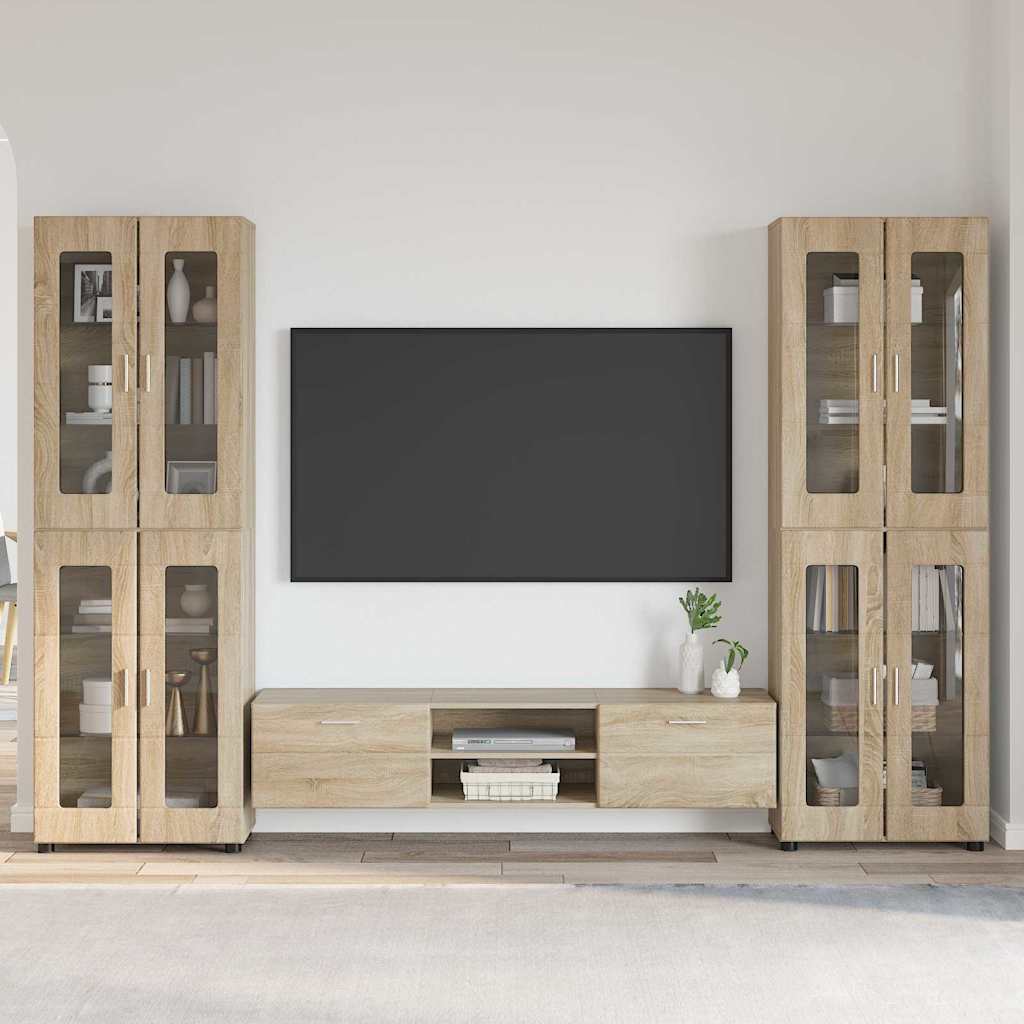 TV szekrény garnitúra fiókkal FLORIN 3 pcs Sonoma tölgy Faanyag