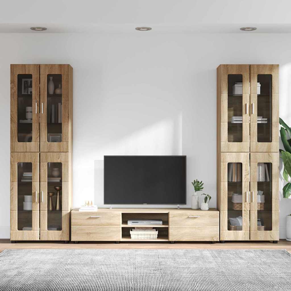 TV szekrény garnitúra fiókkal FLORIN 3 pcs Sonoma tölgy Faanyag