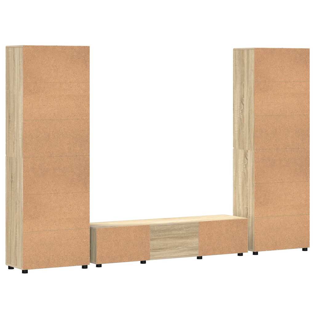 TV szekrény garnitúra fiókkal FLORIN 3 pcs Sonoma tölgy Faanyag