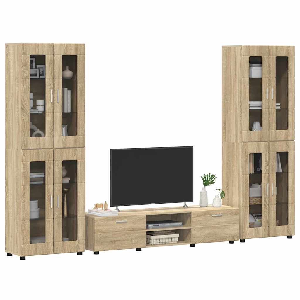 TV szekrény garnitúra fiókkal FLORIN 3 pcs Sonoma tölgy Faanyag
