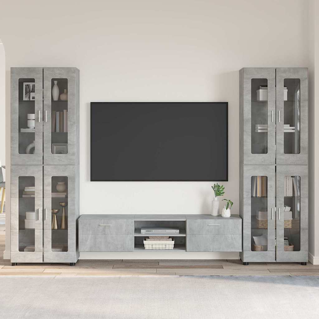 TV szekrény garnitúra fiókkal FLORIN 3 pcs Beton Szürke Faanyag