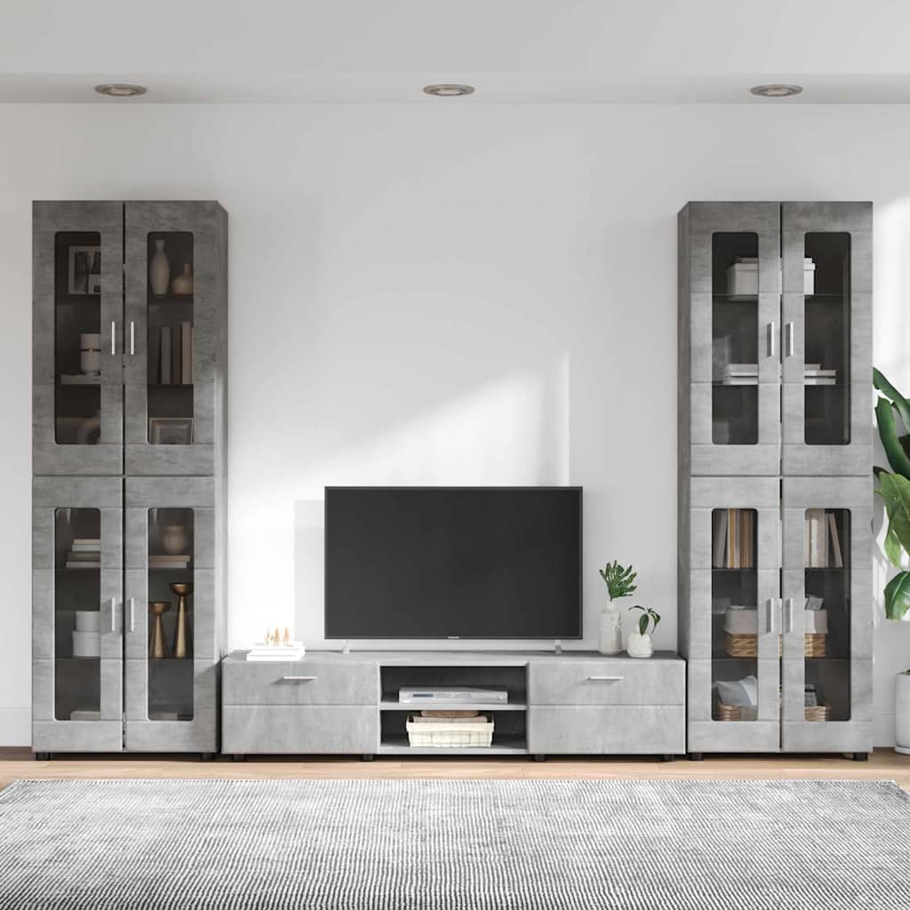 TV szekrény garnitúra fiókkal FLORIN 3 pcs Beton Szürke Faanyag