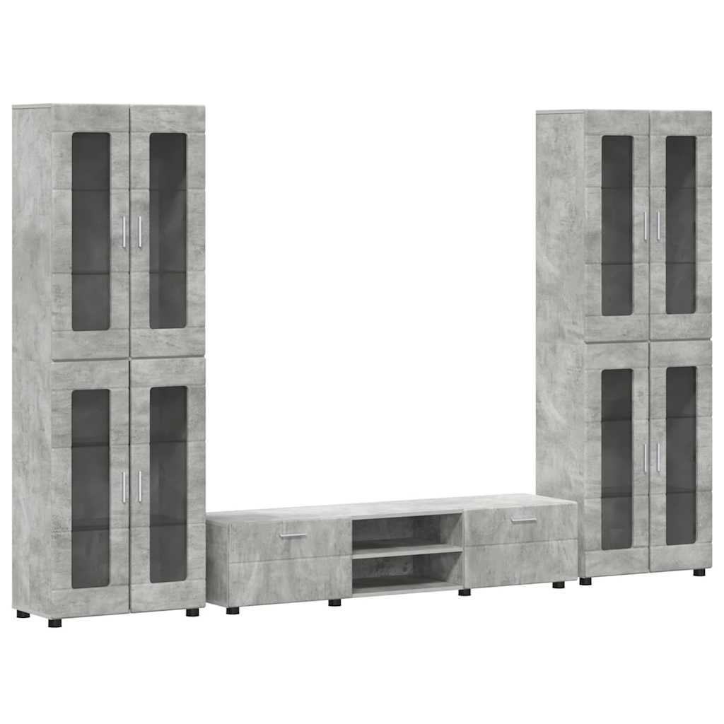 TV szekrény garnitúra fiókkal FLORIN 3 pcs Beton Szürke Faanyag