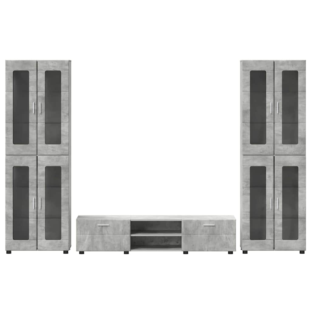 TV szekrény garnitúra fiókkal FLORIN 3 pcs Beton Szürke Faanyag
