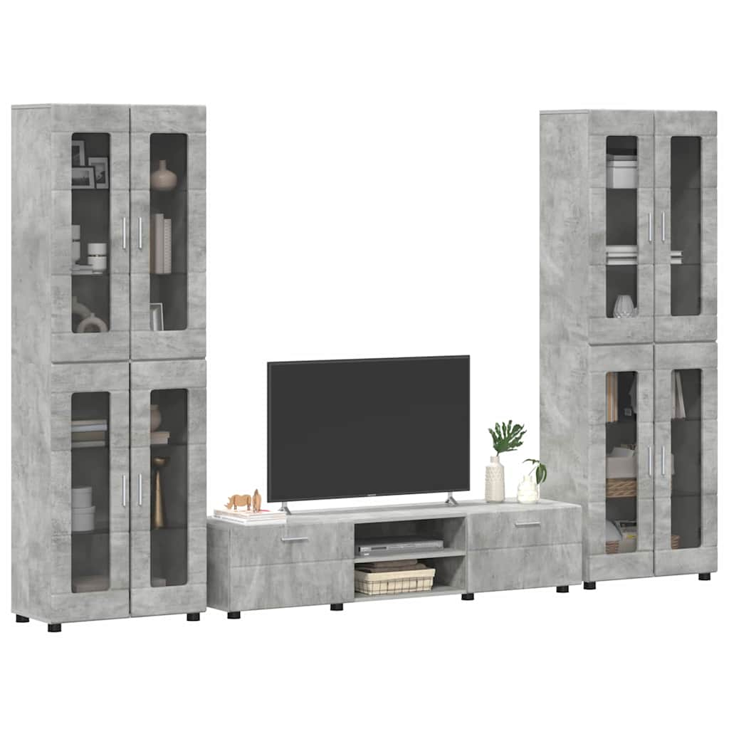 TV szekrény garnitúra fiókkal FLORIN 3 pcs Beton Szürke Faanyag