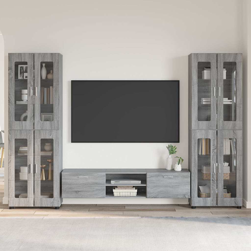 TV szekrény garnitúra FLORIN 3 pcs Szürke Sonoma Szerelt Fa