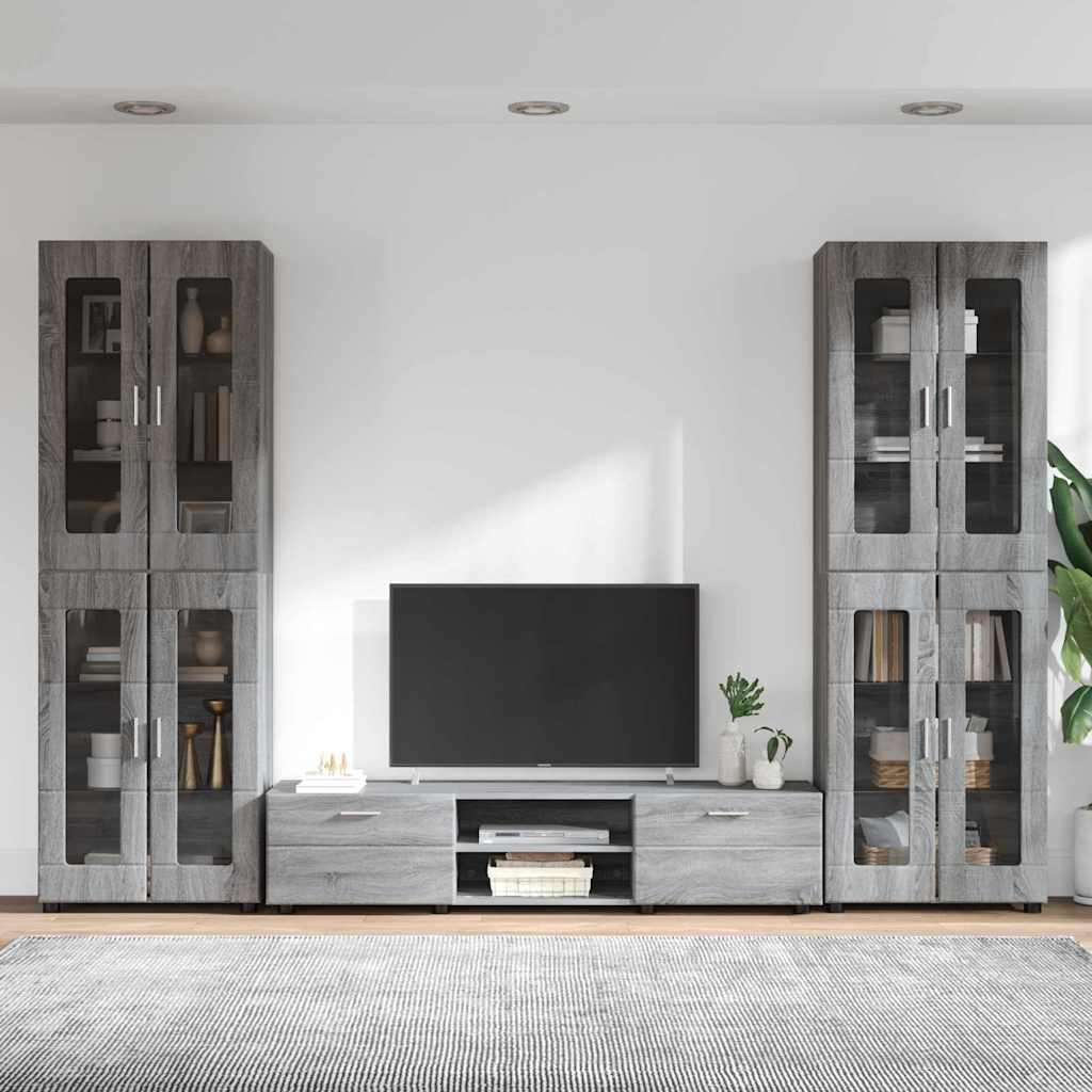 TV szekrény garnitúra FLORIN 3 pcs Szürke Sonoma Szerelt Fa