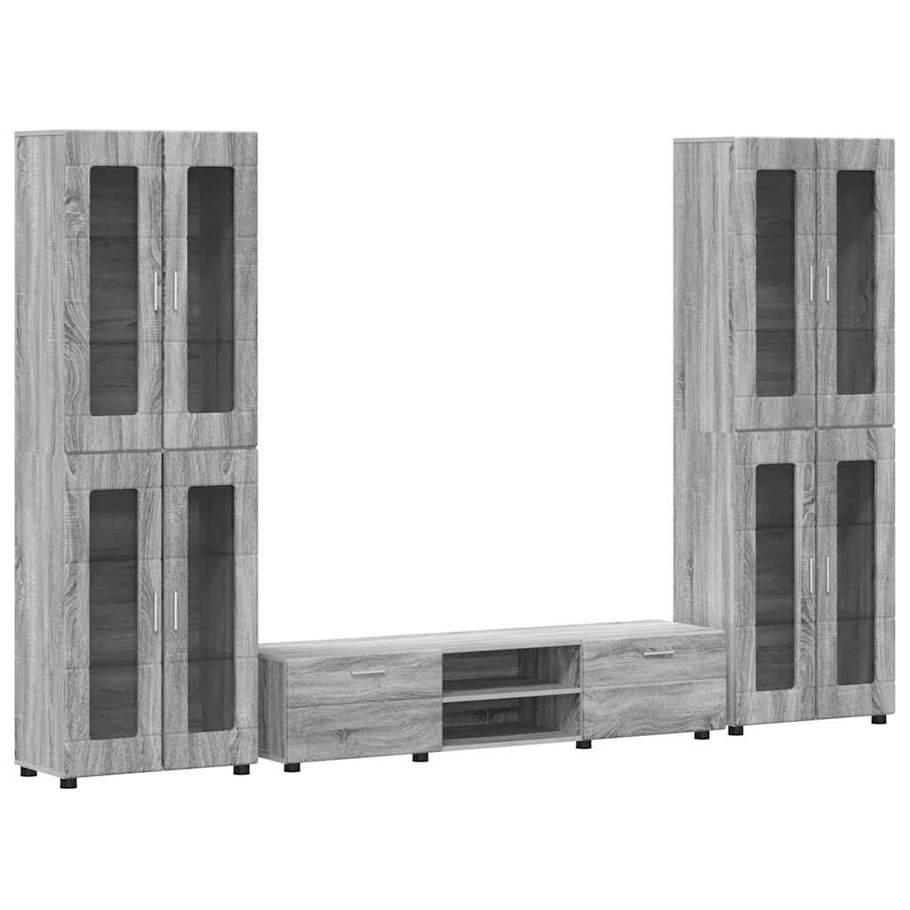 TV szekrény garnitúra FLORIN 3 pcs Szürke Sonoma Szerelt Fa