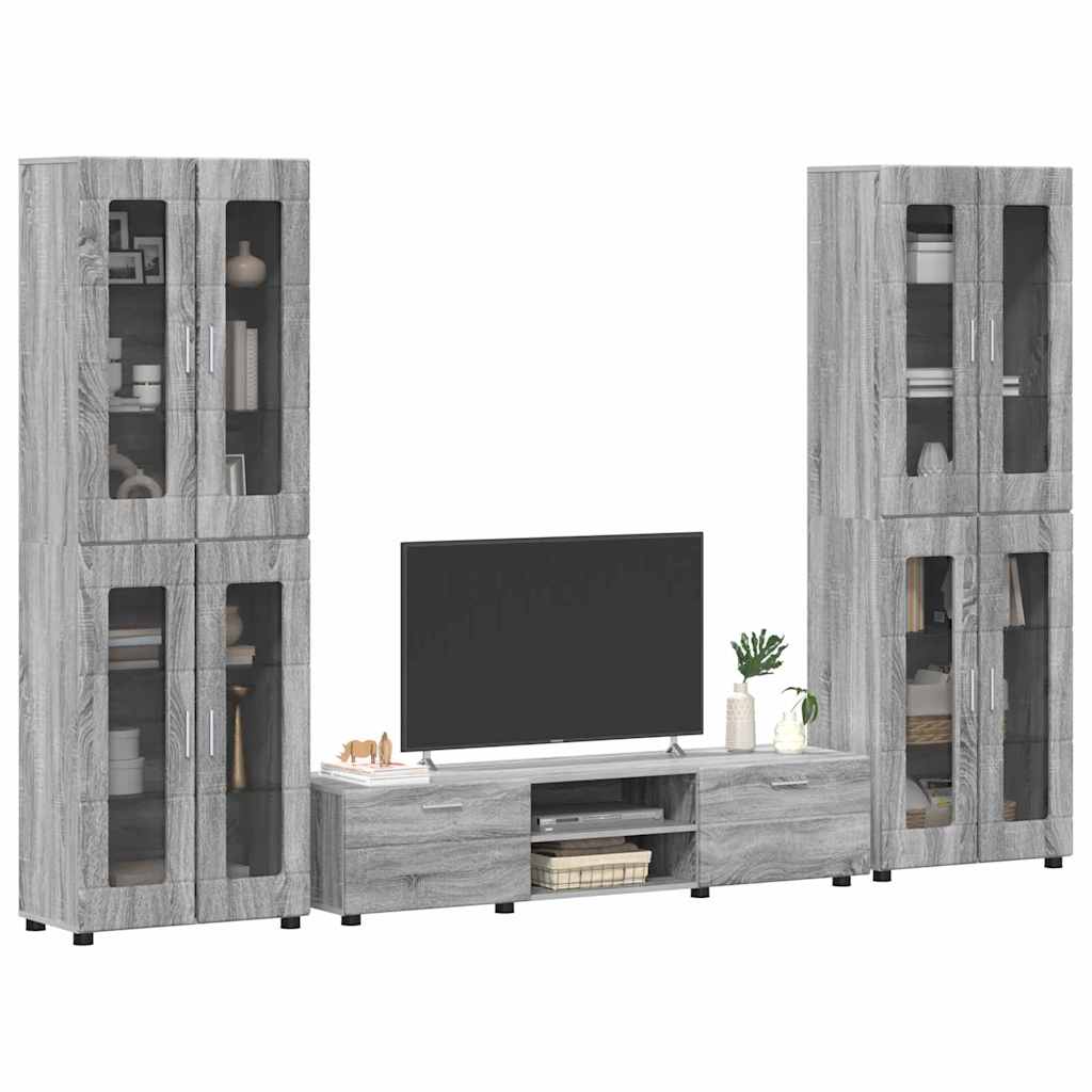 TV szekrény garnitúra FLORIN 3 pcs Szürke Sonoma Szerelt Fa