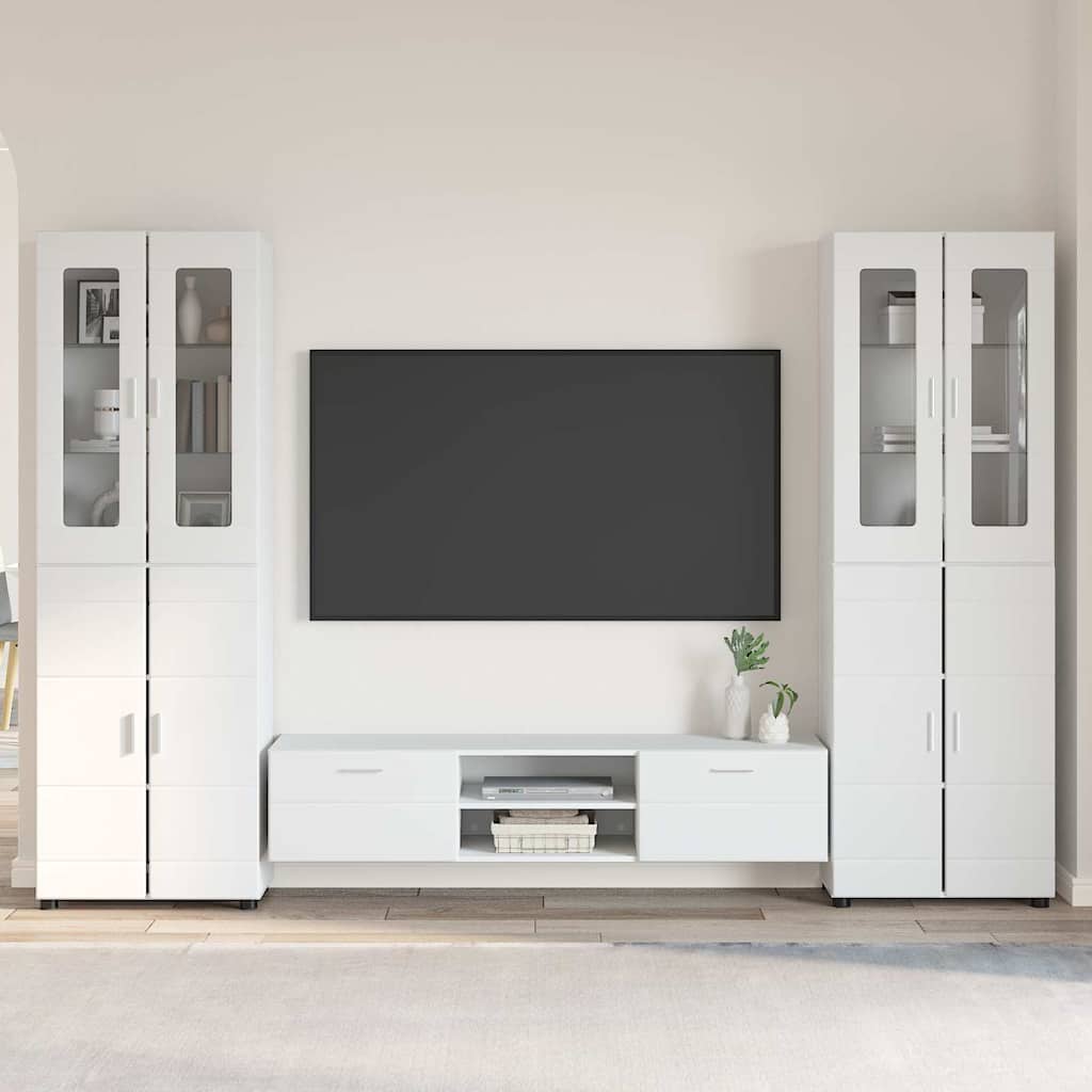 TV szekrény garnitúra FLORIN 3 pcs Fehér Szerelt Fa