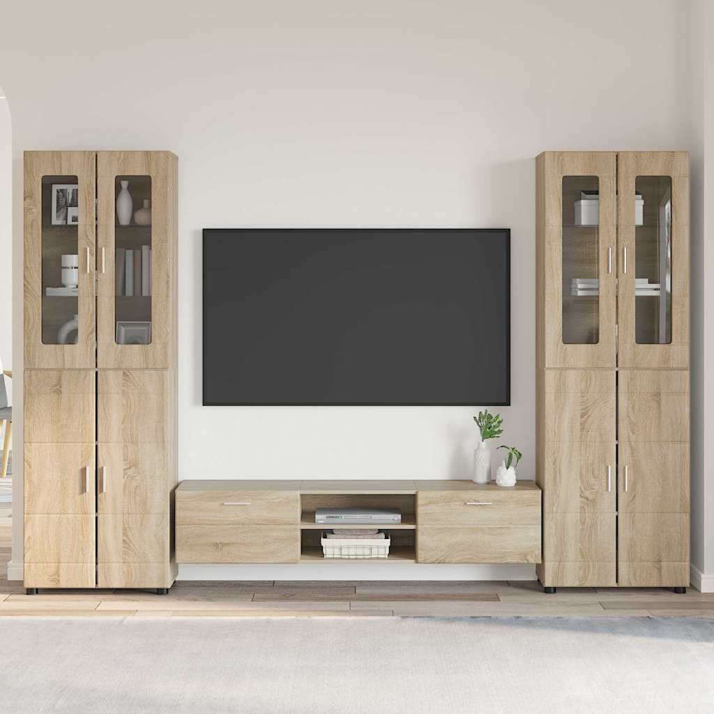 TV szekrény garnitúra FLORIN 3 pcs Sonoma tölgy Szerelt Fa